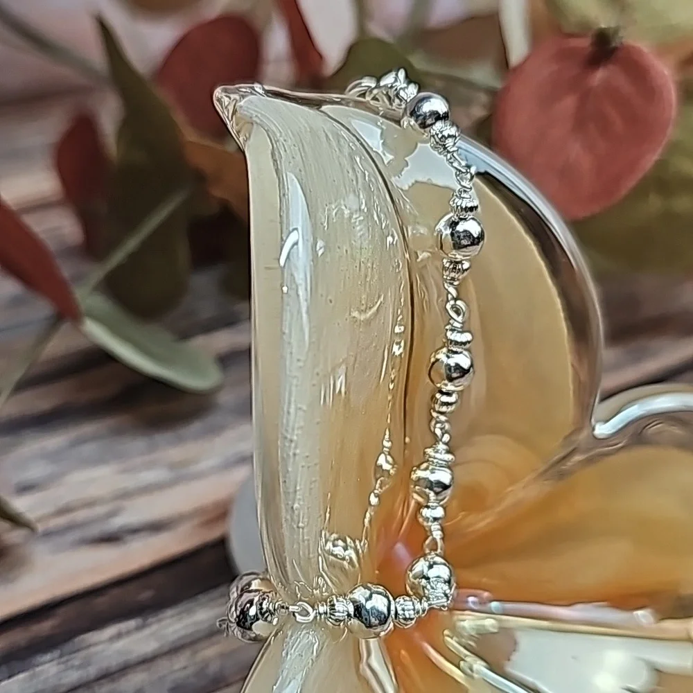 SILVER BALL AND CHAIN FASHION BRACELET